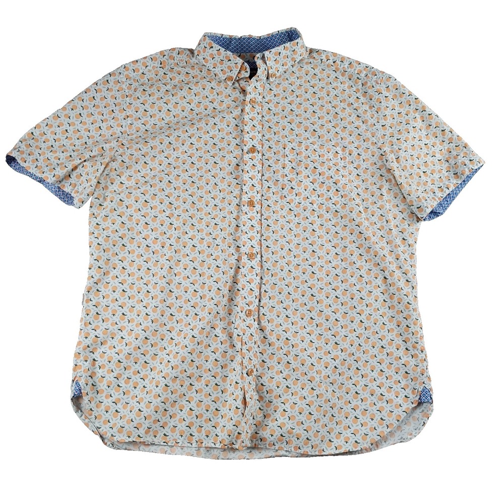 Johnston & Murphy Shirt Men's Oranges Print Citrus L Button Down Short Sleeve‎